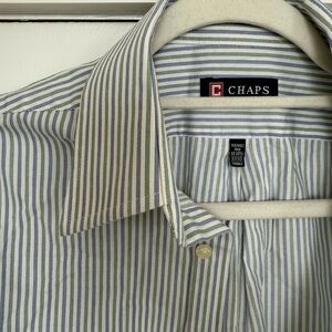 Chaps Men's Striped Shirt - Green and White